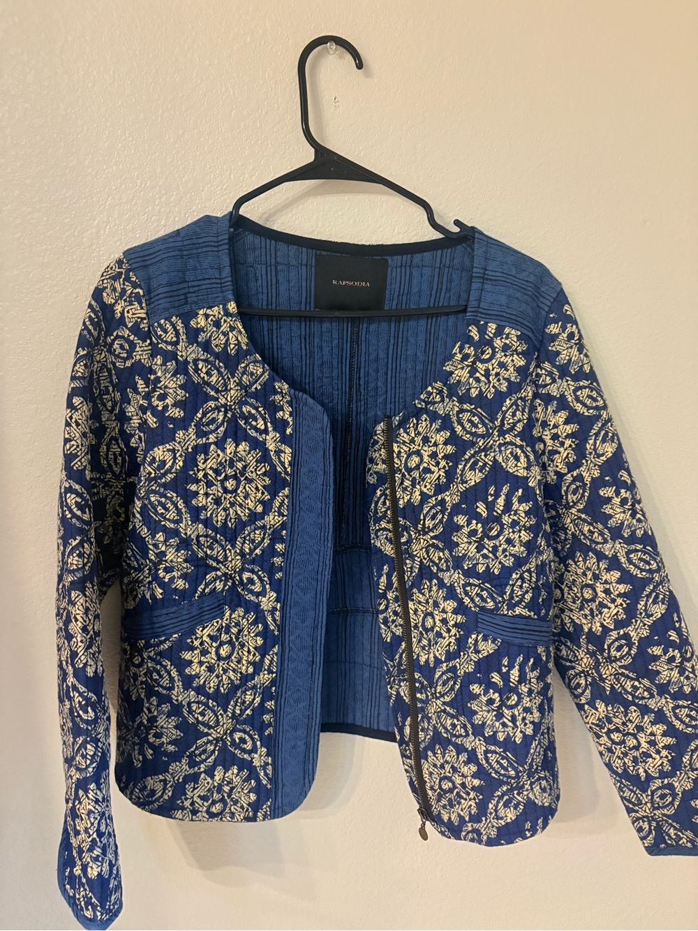 Rapsodia Navy Quilted Medallion Open Front size small/medium jacket